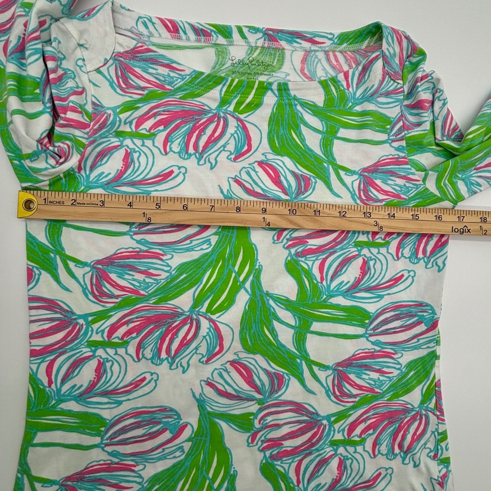 Lilly Pulitzer Top Women's Small Floral Print 3/4 Sleeve Colorful - Picture 6 of 7